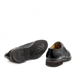 Skórzane męskie buty sznurowane, model derby full brogue czarny