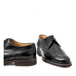 Skórzane męskie buty sznurowane, model derby full brogue czarny