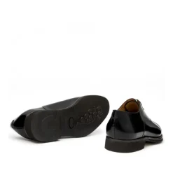 Sznurowane buty męskie ze skóry cielęcej postarzanej model Oxford czarny