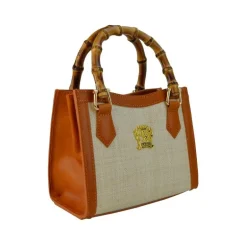 Torebka damska ze skóry i naturalnej słomy z subtelnym wzorem "Capri" SUM498