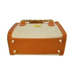 Torebka damska ze skóry i naturalnej słomy z subtelnym wzorem "Capri" SUM498