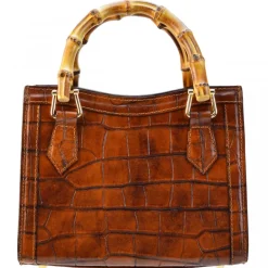 Torebka skórzana z uchwytem bambusowym K