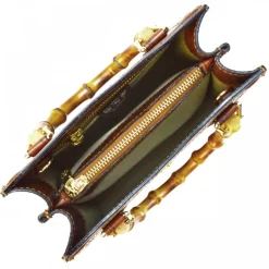 Torebka skórzana z uchwytem bambusowym K