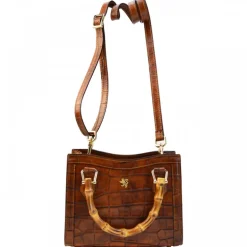 Torebka skórzana z uchwytem bambusowym K