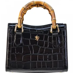 Torebka skórzana z uchwytem bambusowym K