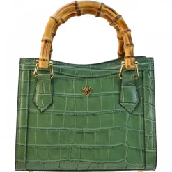 Torebka skórzana z uchwytem bambusowym K