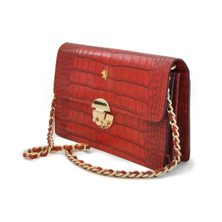 Wieczorowa kopertówka damska ze skóry z łańcuszkiem "Lucrezia de' Medici"