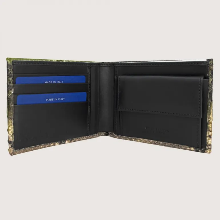 Zielony portfel z prawdziwej skóry pytona z kieszonką na monety