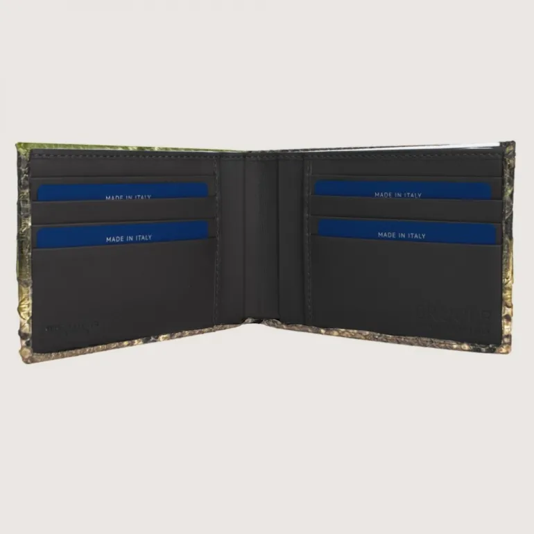 Zielony portfel z prawdziwej skóry pytona