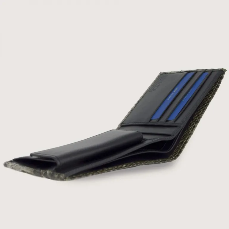 Zielony portfel z prawdziwej skóry pytona z kieszonką na monety